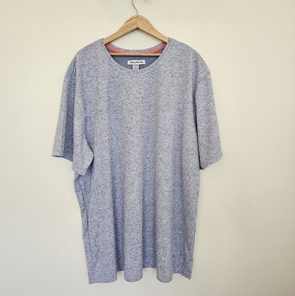 Tommy Bahama Marled Light Blue Crew Neck Short Sleeve Shirt Size 2XLB - Picture 4 of 10